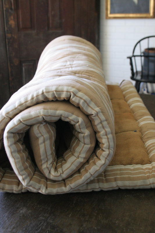 Vintage French ticking Daybed Mattress | heavy burlap