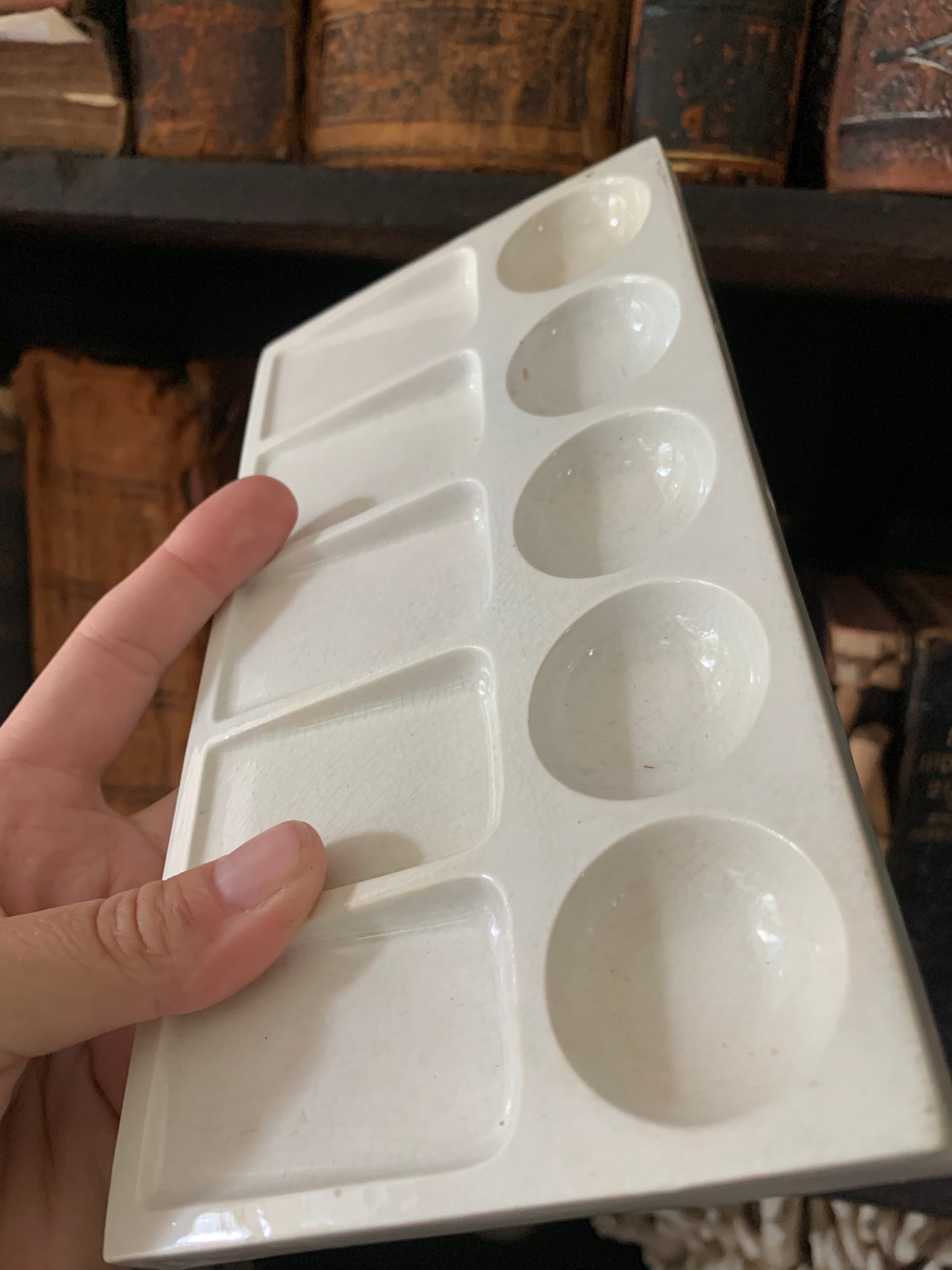 Vintage white stoneware artist paint pallet