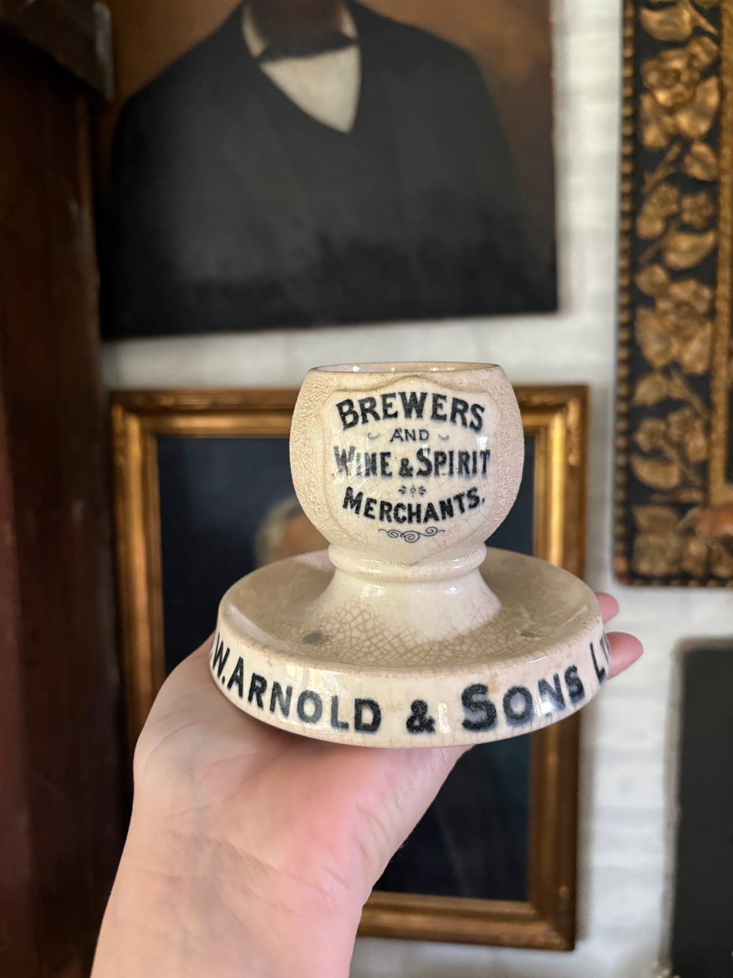 Antique advertising match strike and holder