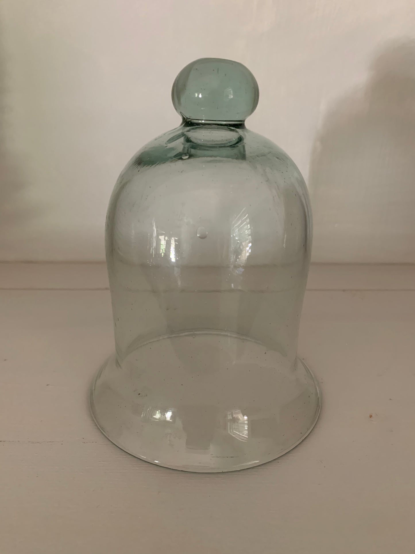 Antique French green blown glass cloche