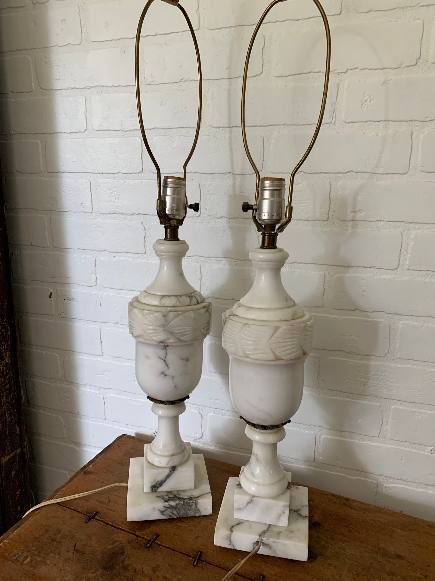 Antique large alabaster lamp