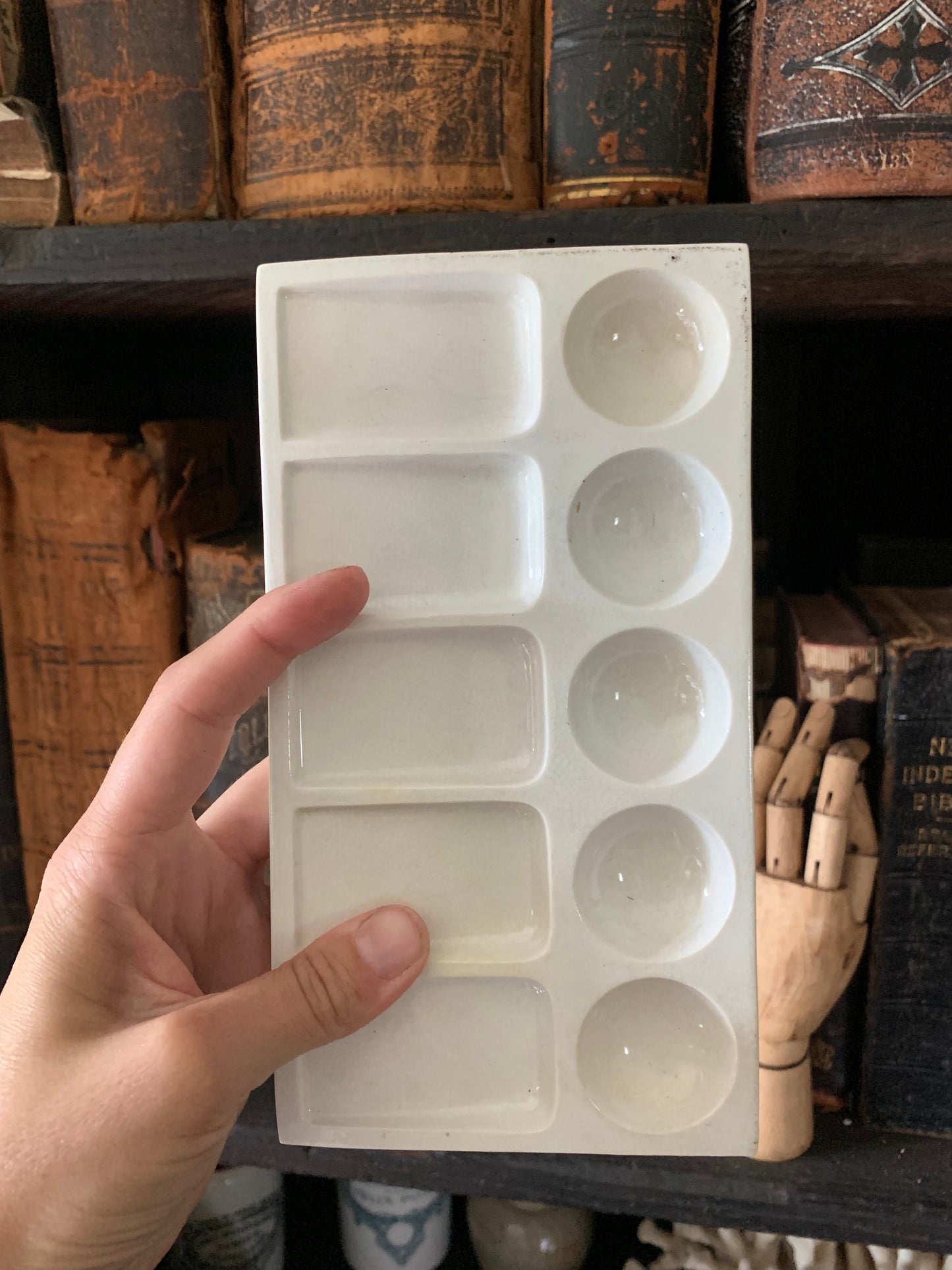 Vintage white stoneware artist paint pallet