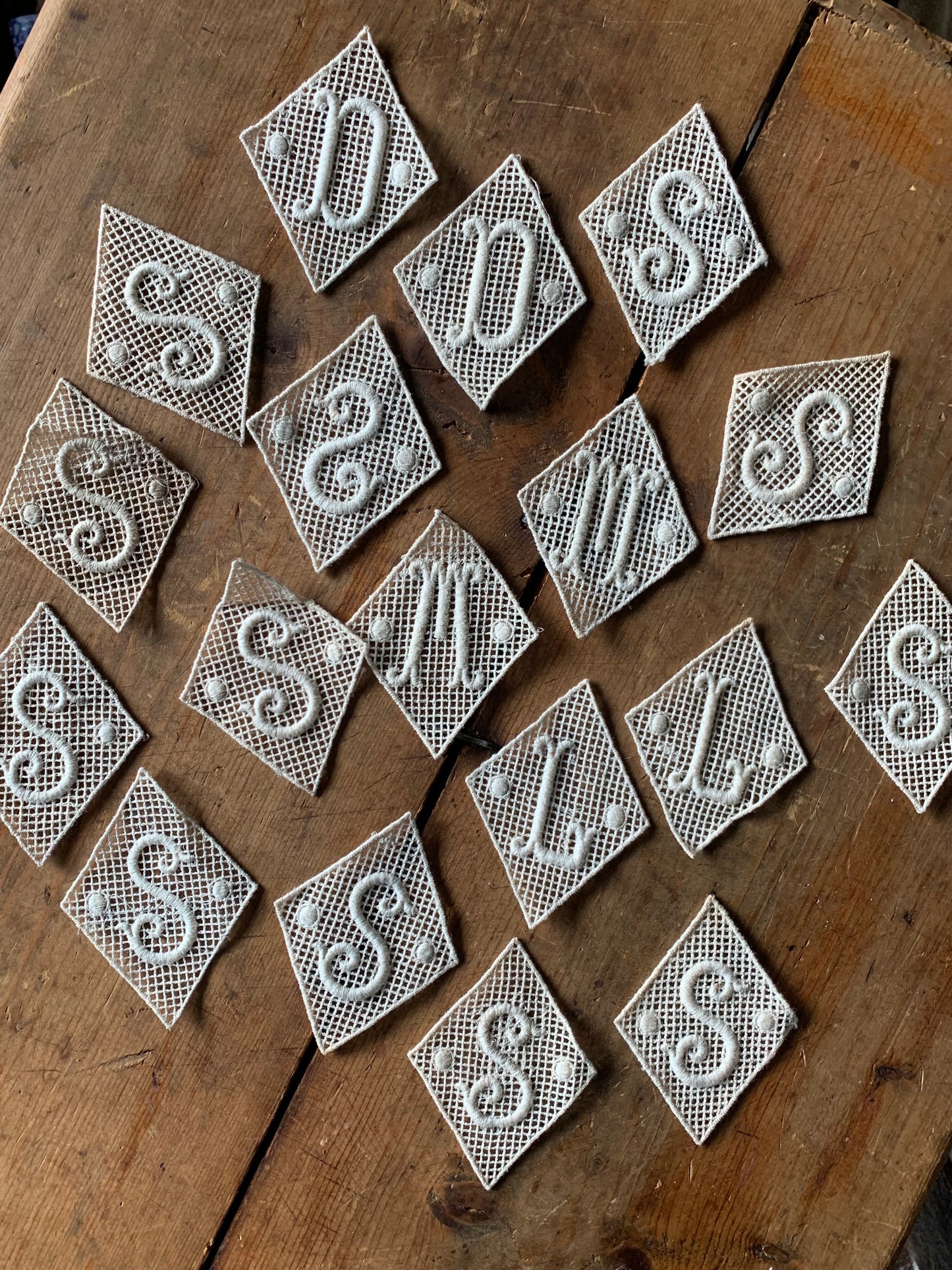 Vintage lace monogram lettering