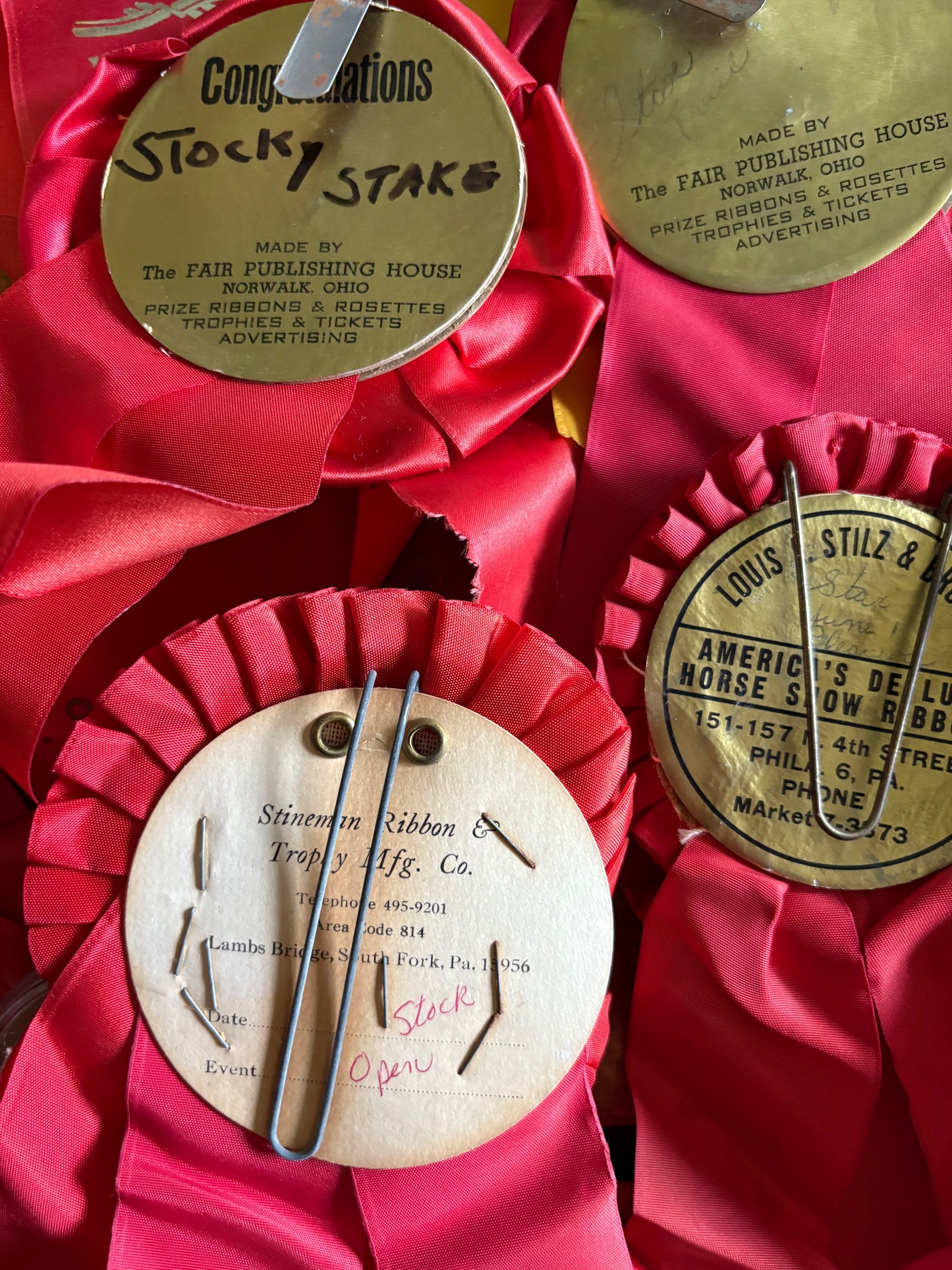 Vintage fair horse showing ribbons