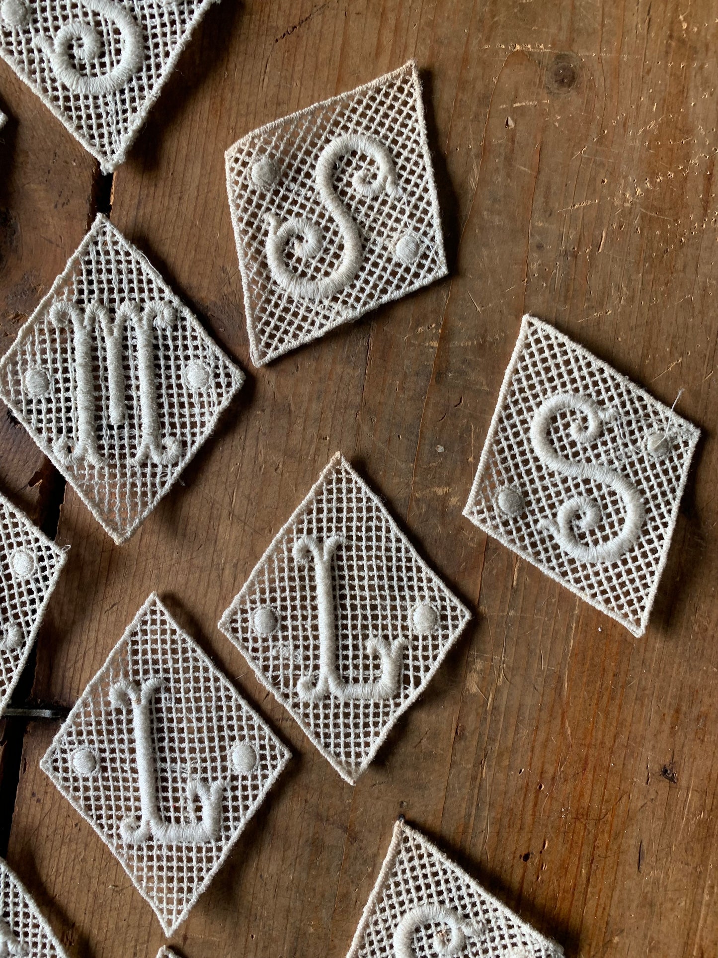Vintage lace monogram lettering