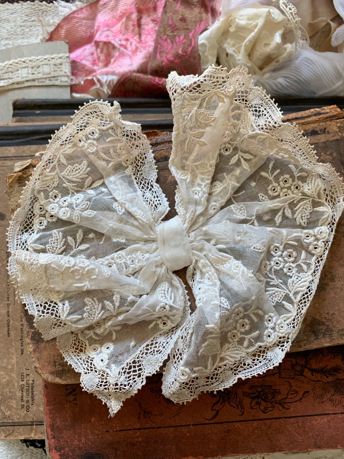 Antique French lace bow
