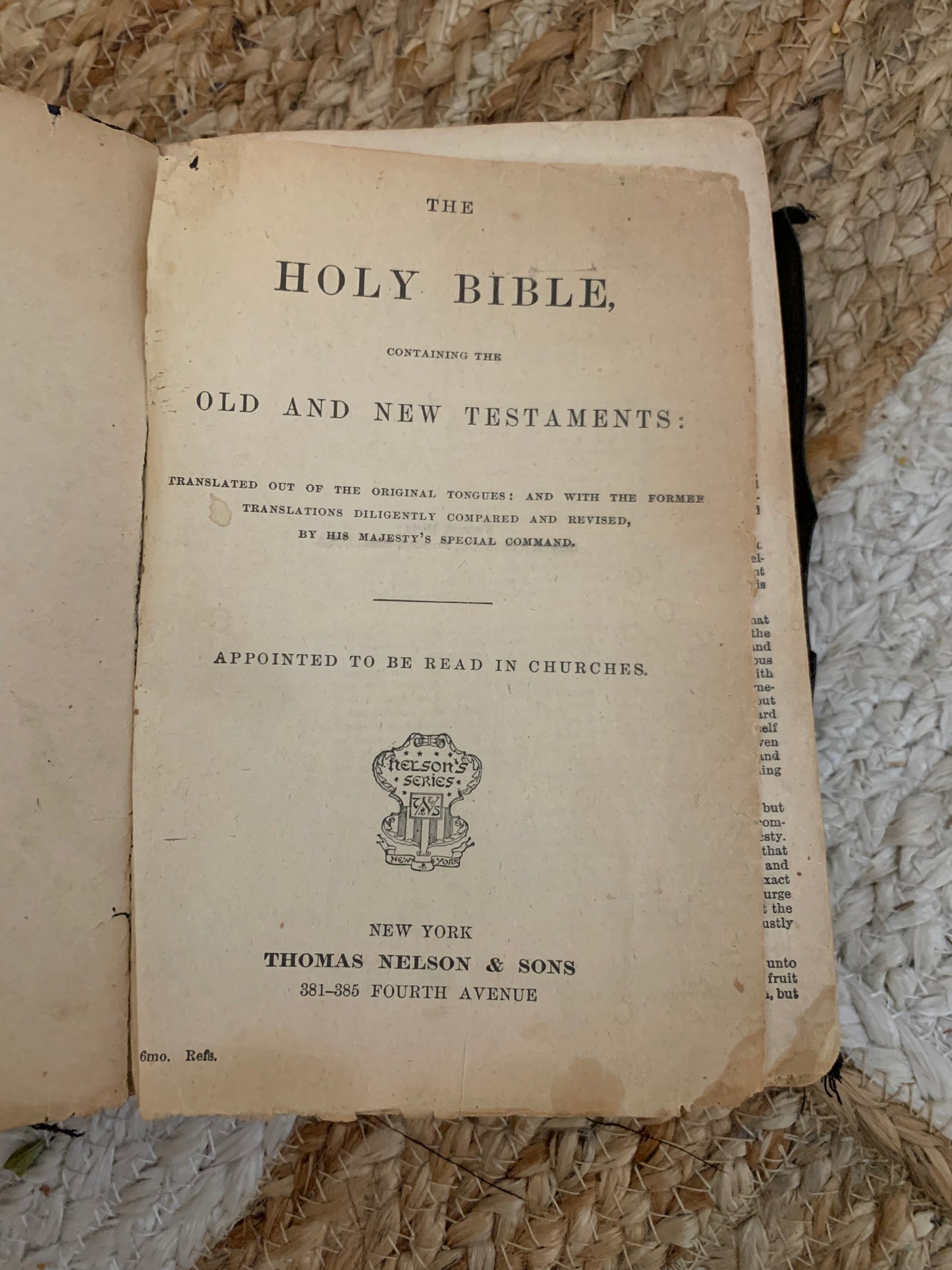 Vintage leather tabbed bible with pressed flower