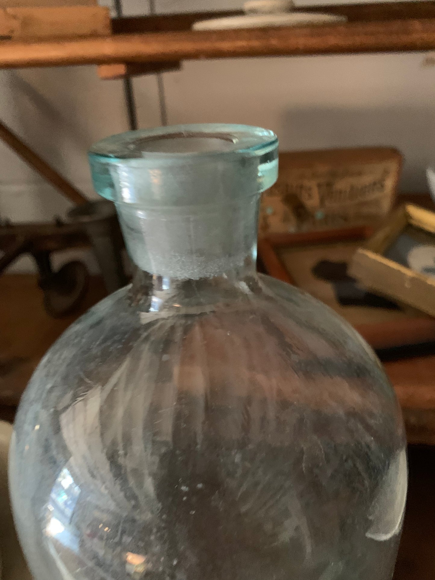 Antique large aqua bottle