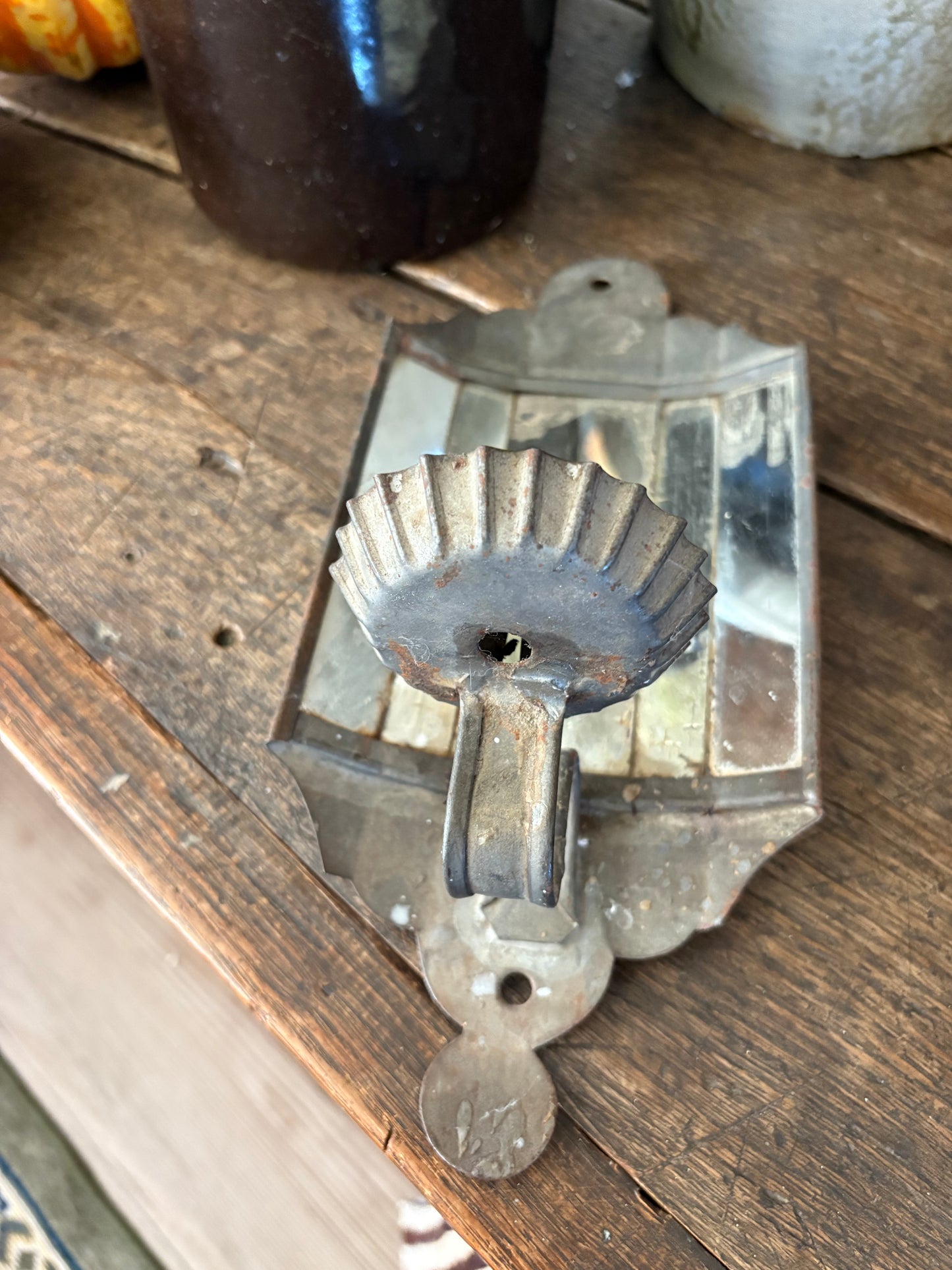 Antique mirrored candle sconce
