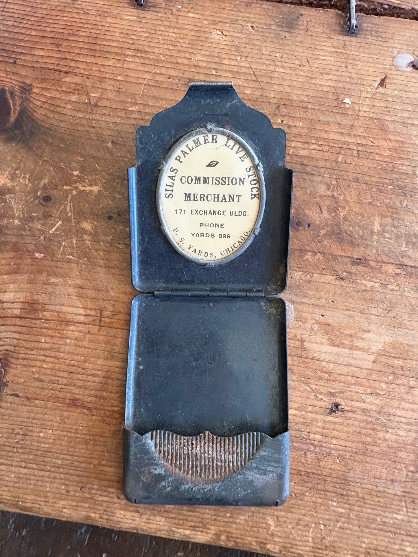 Antique 1800s rare livestock matchbox holder