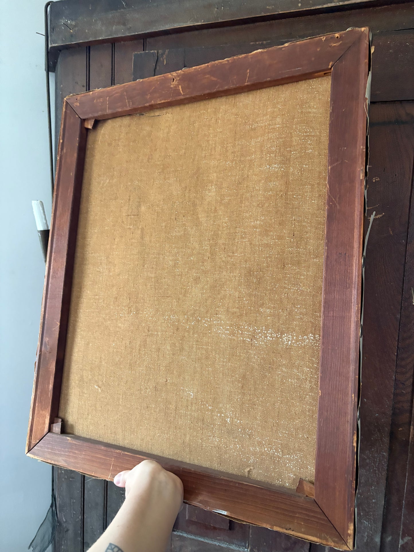 Vintage portrait painting of man on canvas