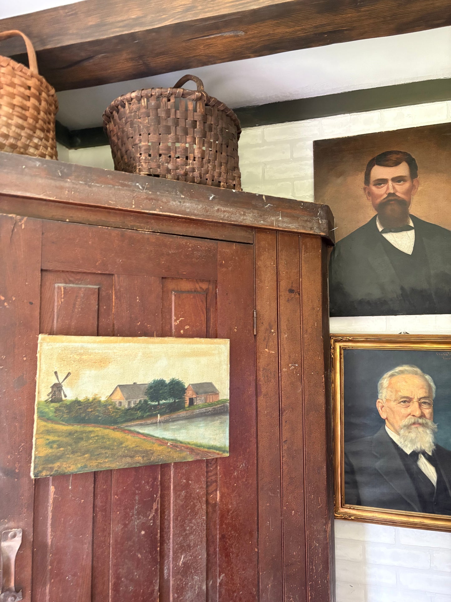 Antique landscape oil painting on canvas