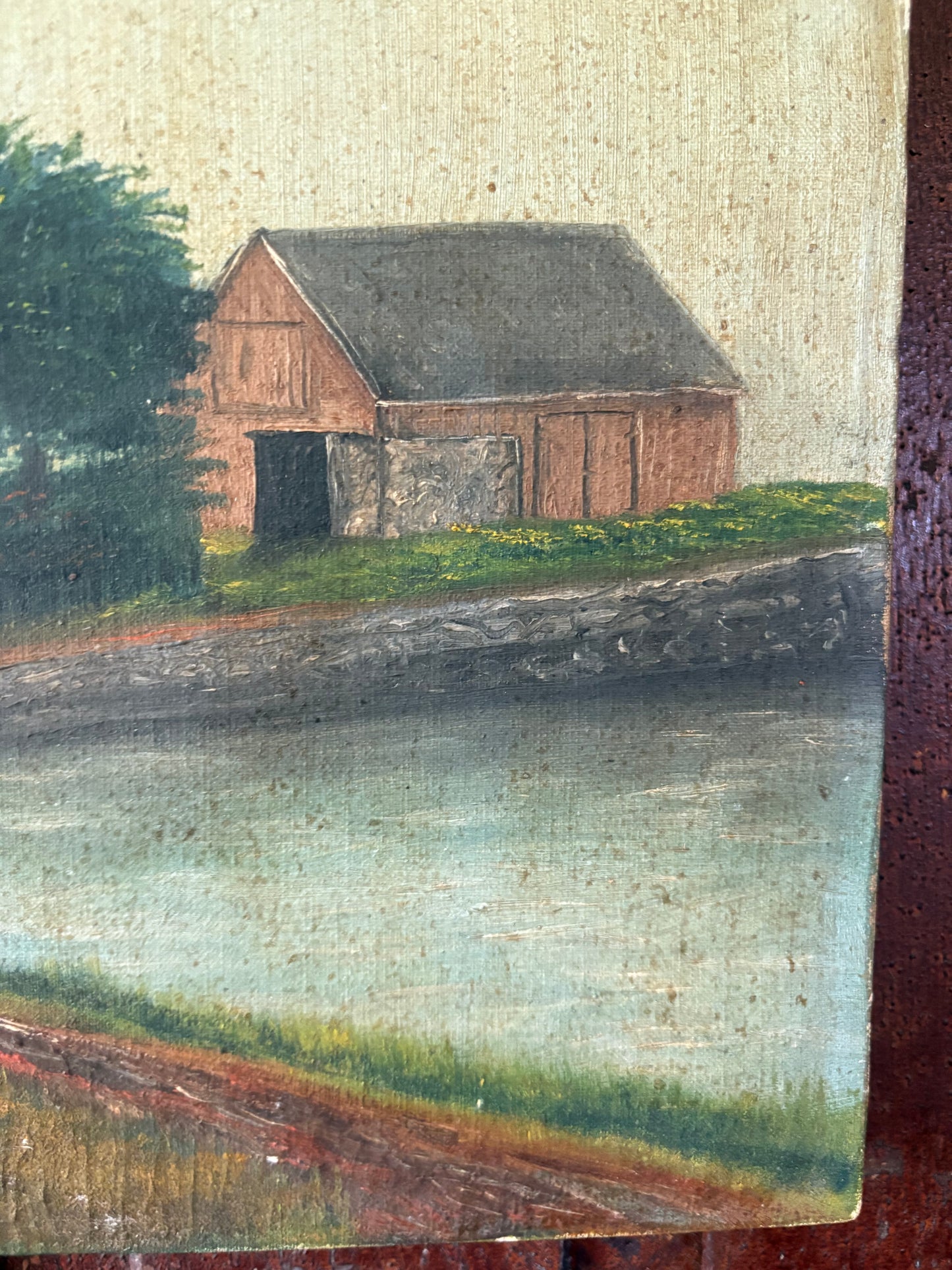 Antique landscape oil painting on canvas