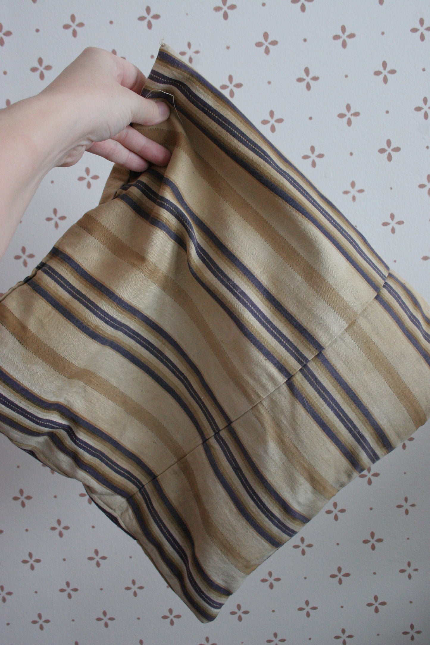 Antique French ticking stripe feather pillow