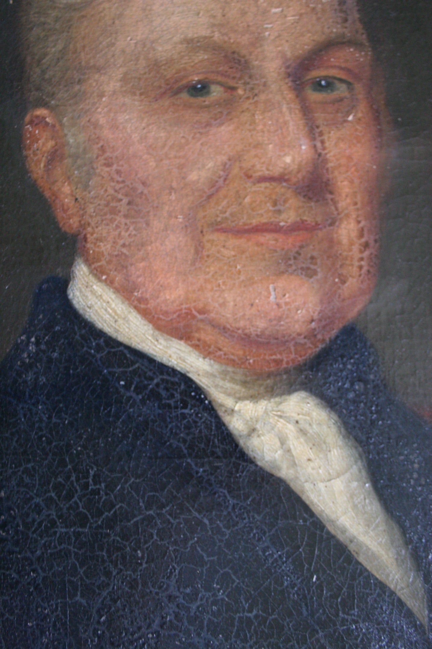 Antique large portrait painting of gentleman on canvas in frame