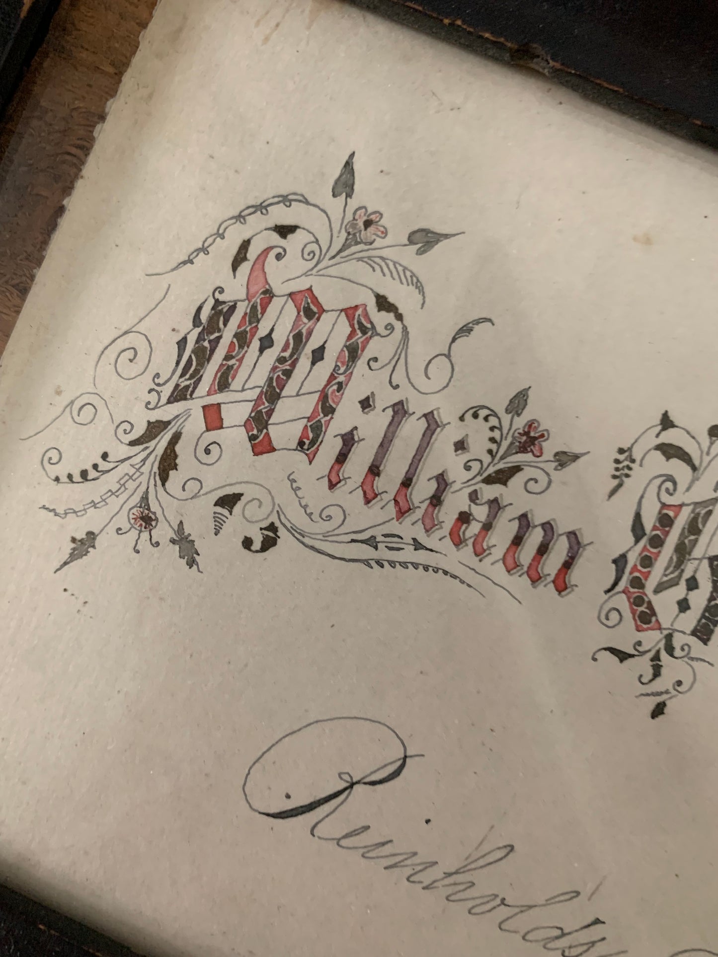 Antique framed penmanship