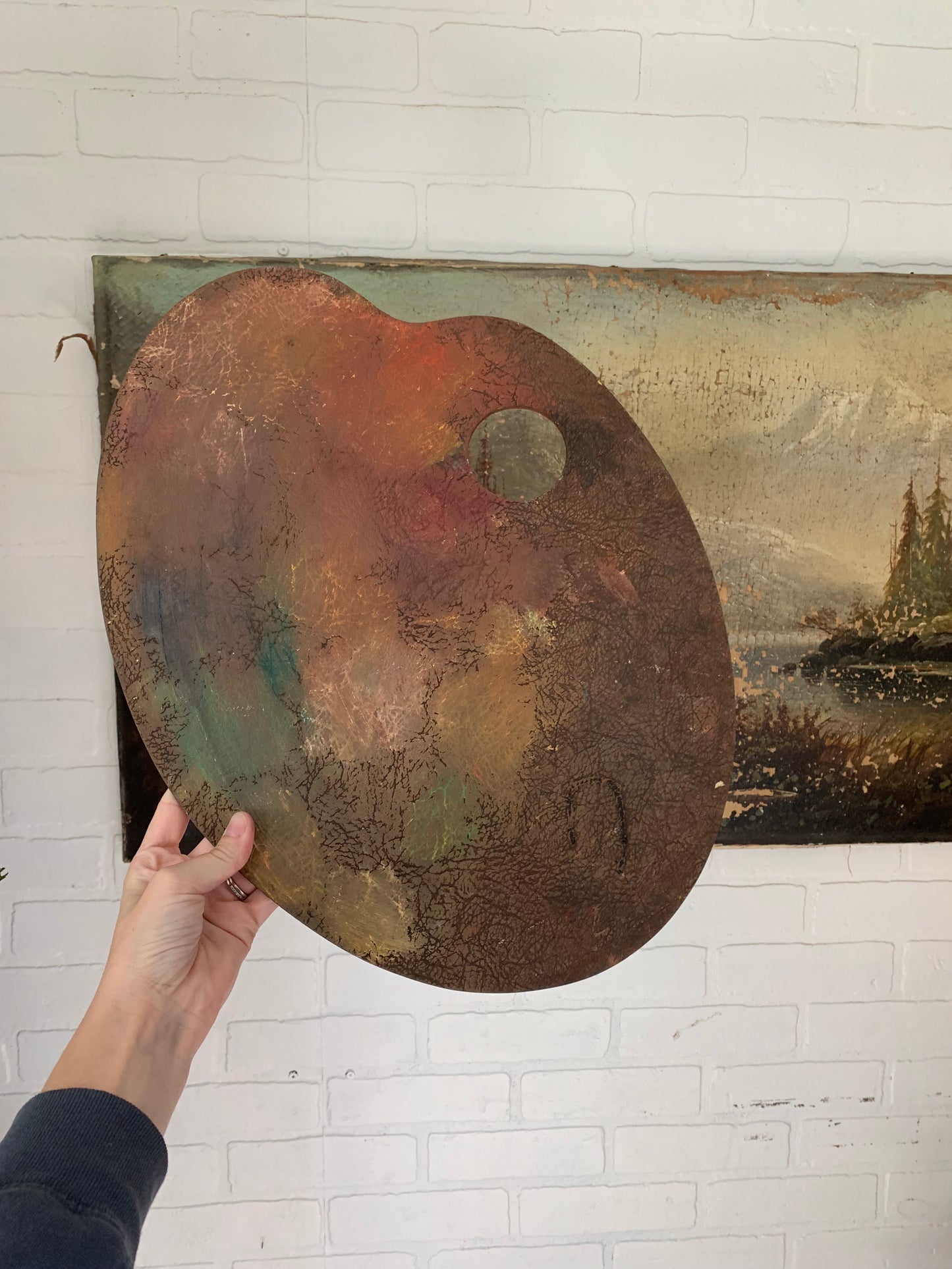 Antique French large artist palette