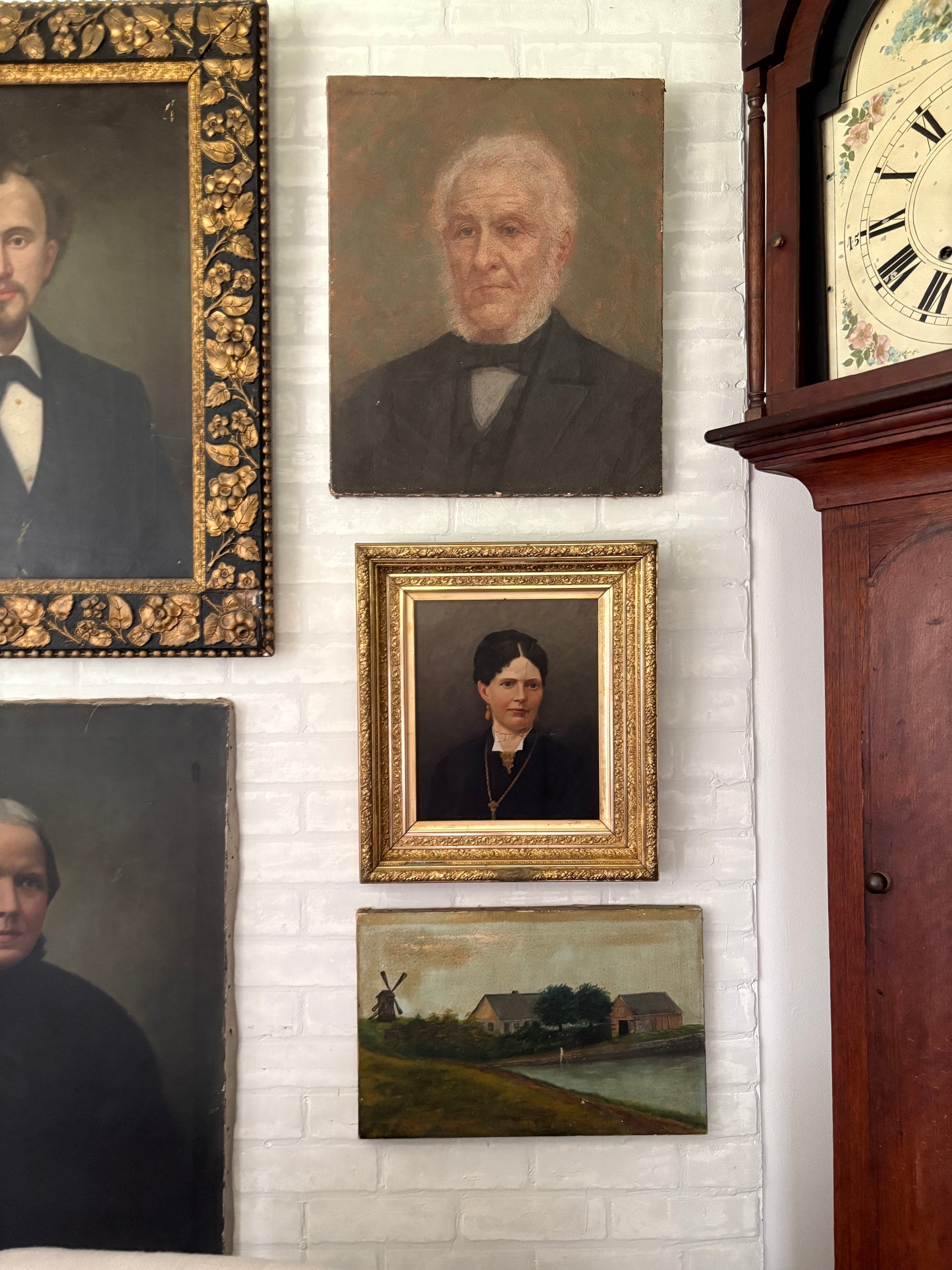 Antique landscape oil painting on canvas