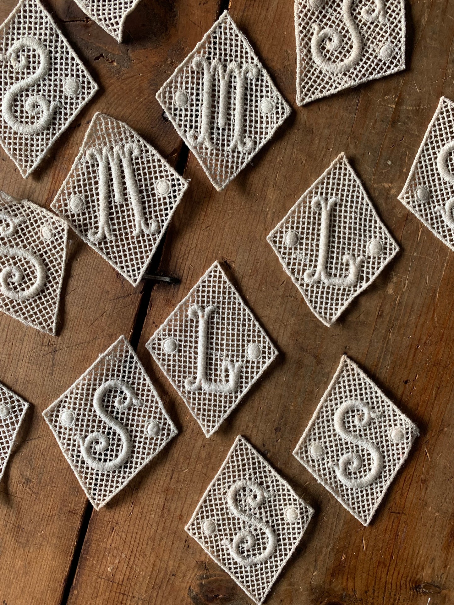 Vintage lace monogram lettering