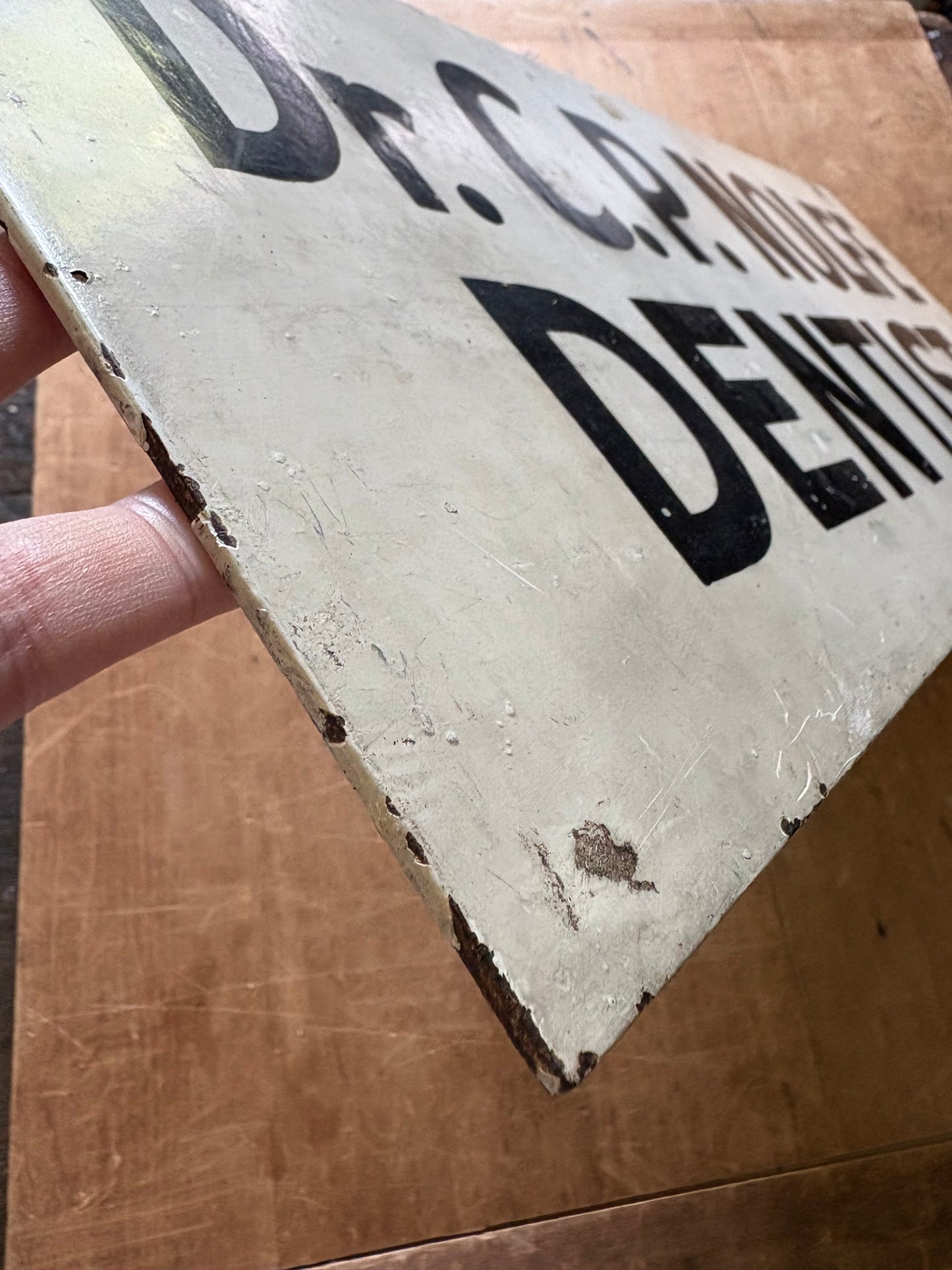 Antique metal DENTIST sign - Double sided