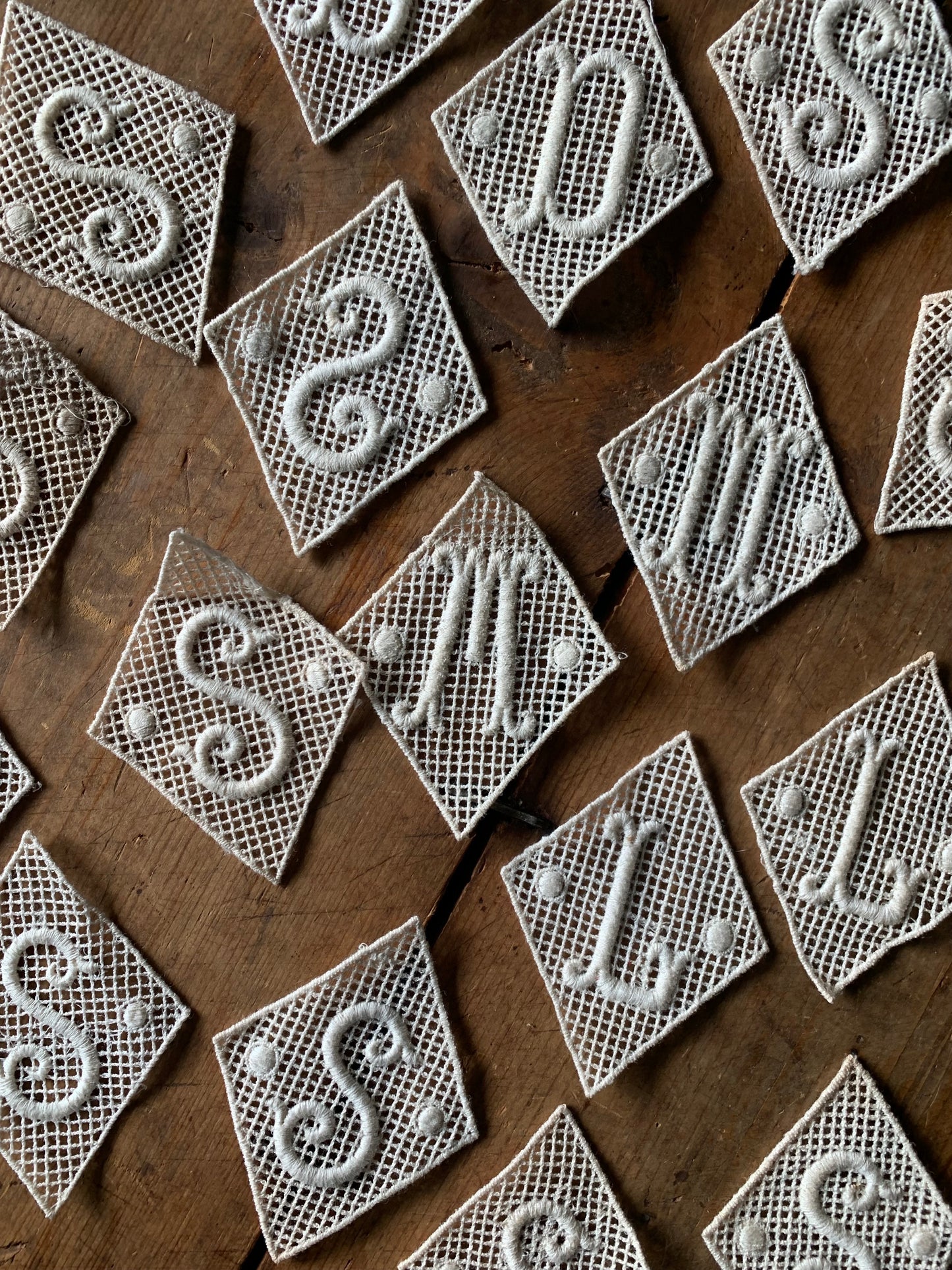 Vintage lace monogram lettering