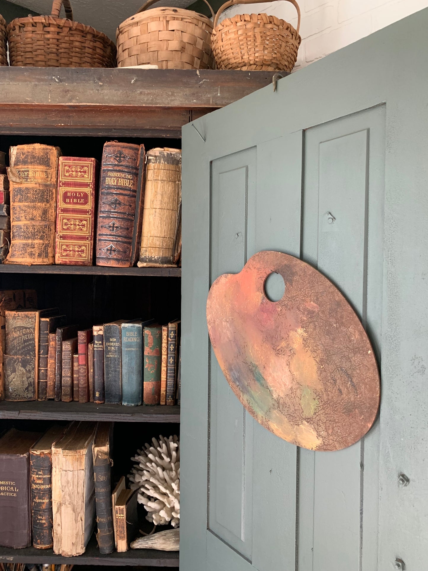 Antique French large artist palette