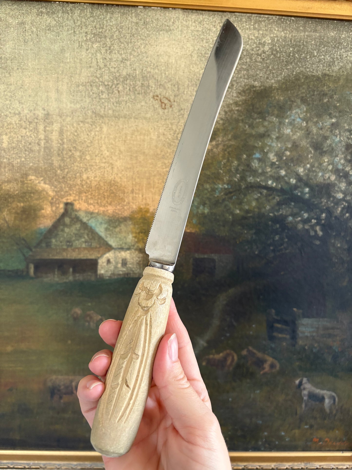 Antique carved bread knife