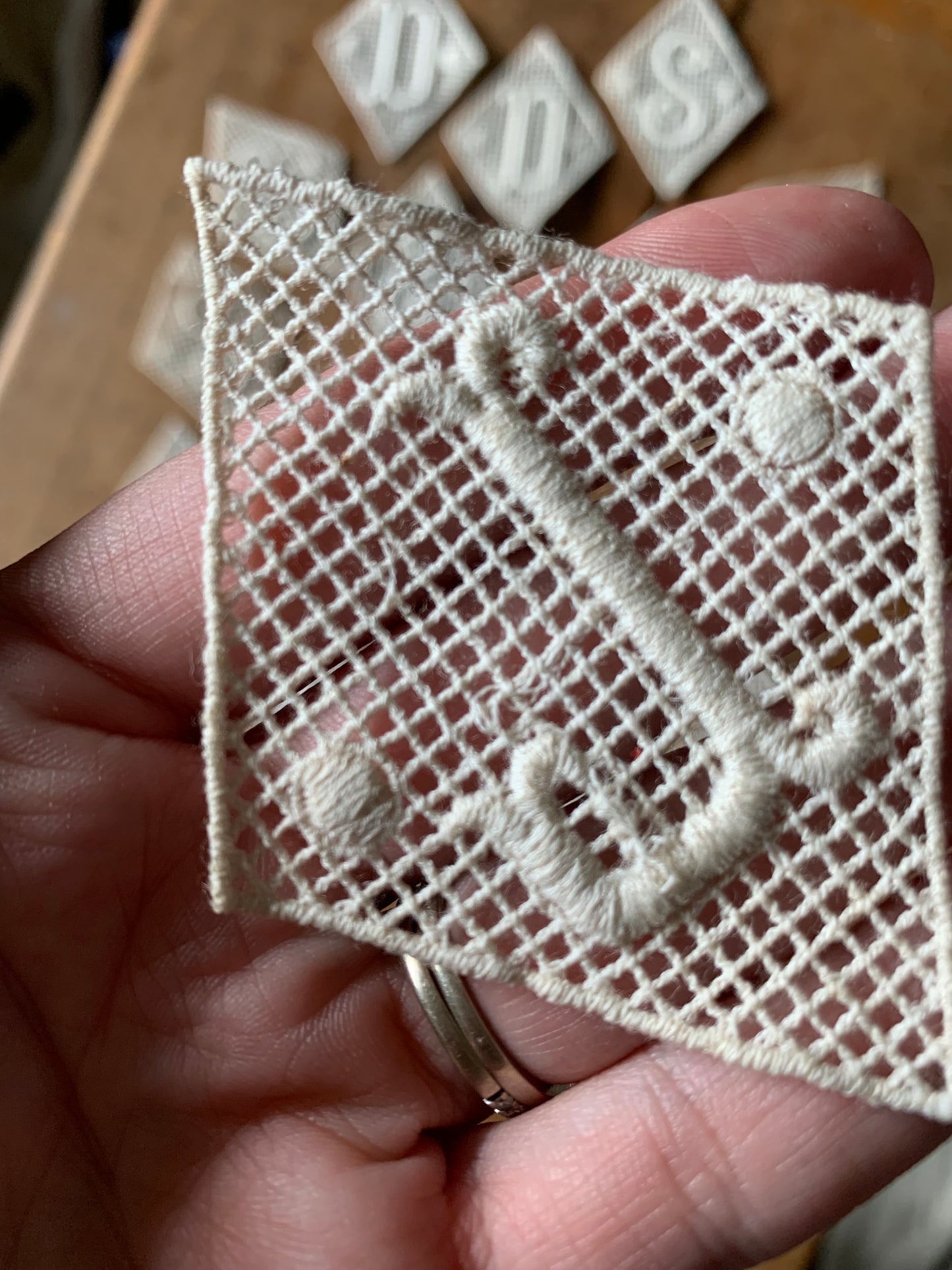 Vintage lace monogram lettering