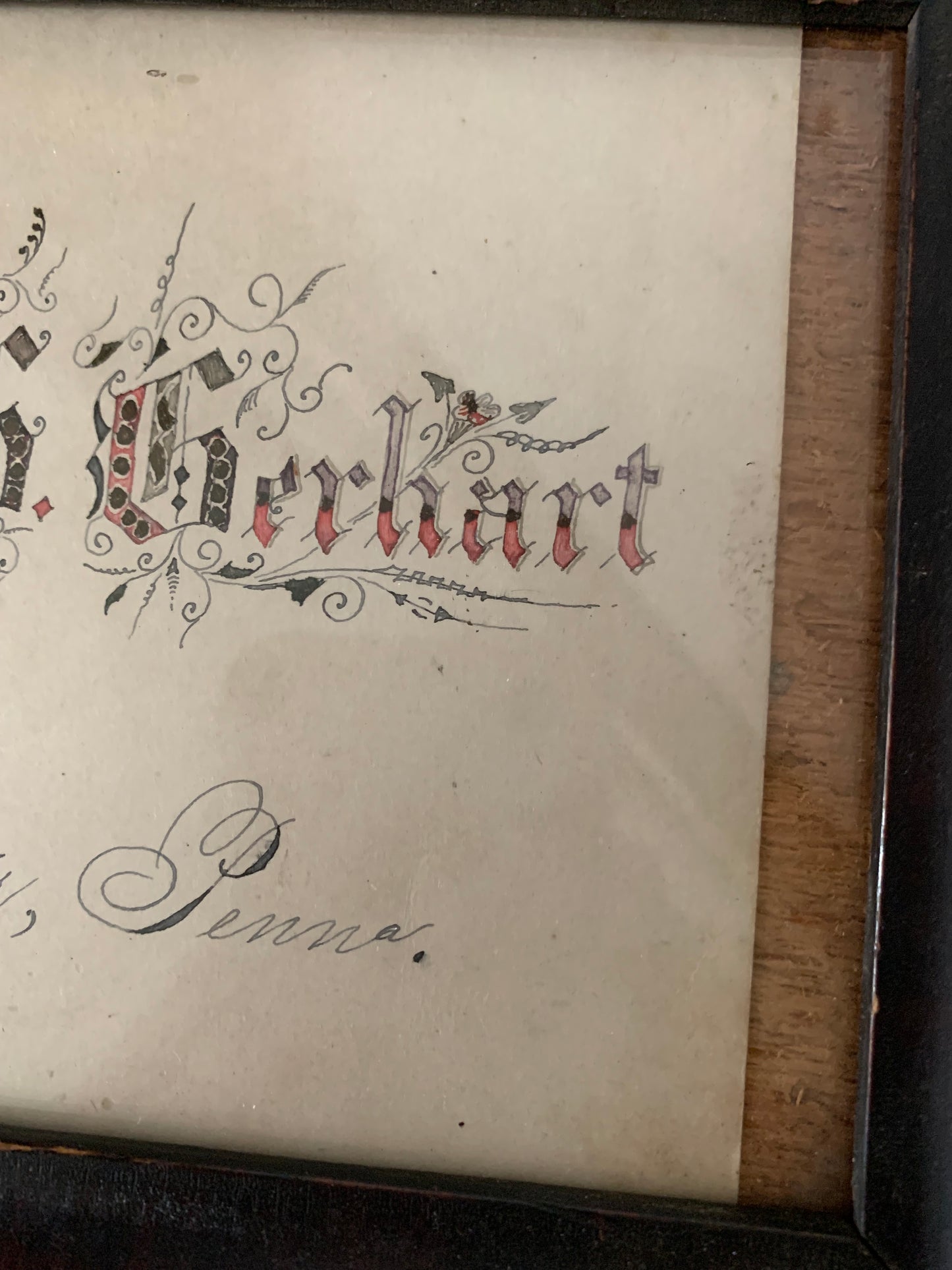Antique framed penmanship