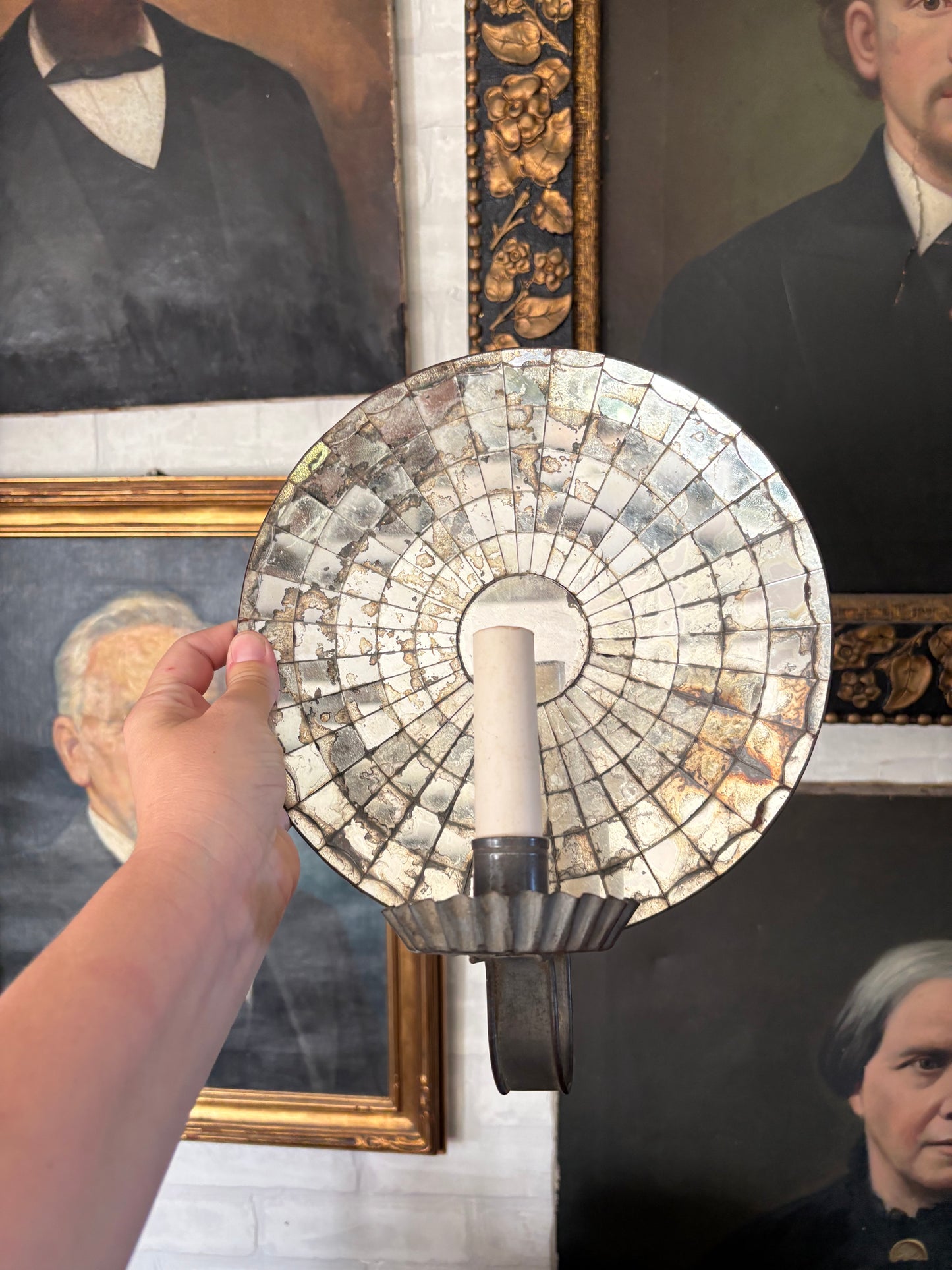 Vintage electric mirrored wall sconce