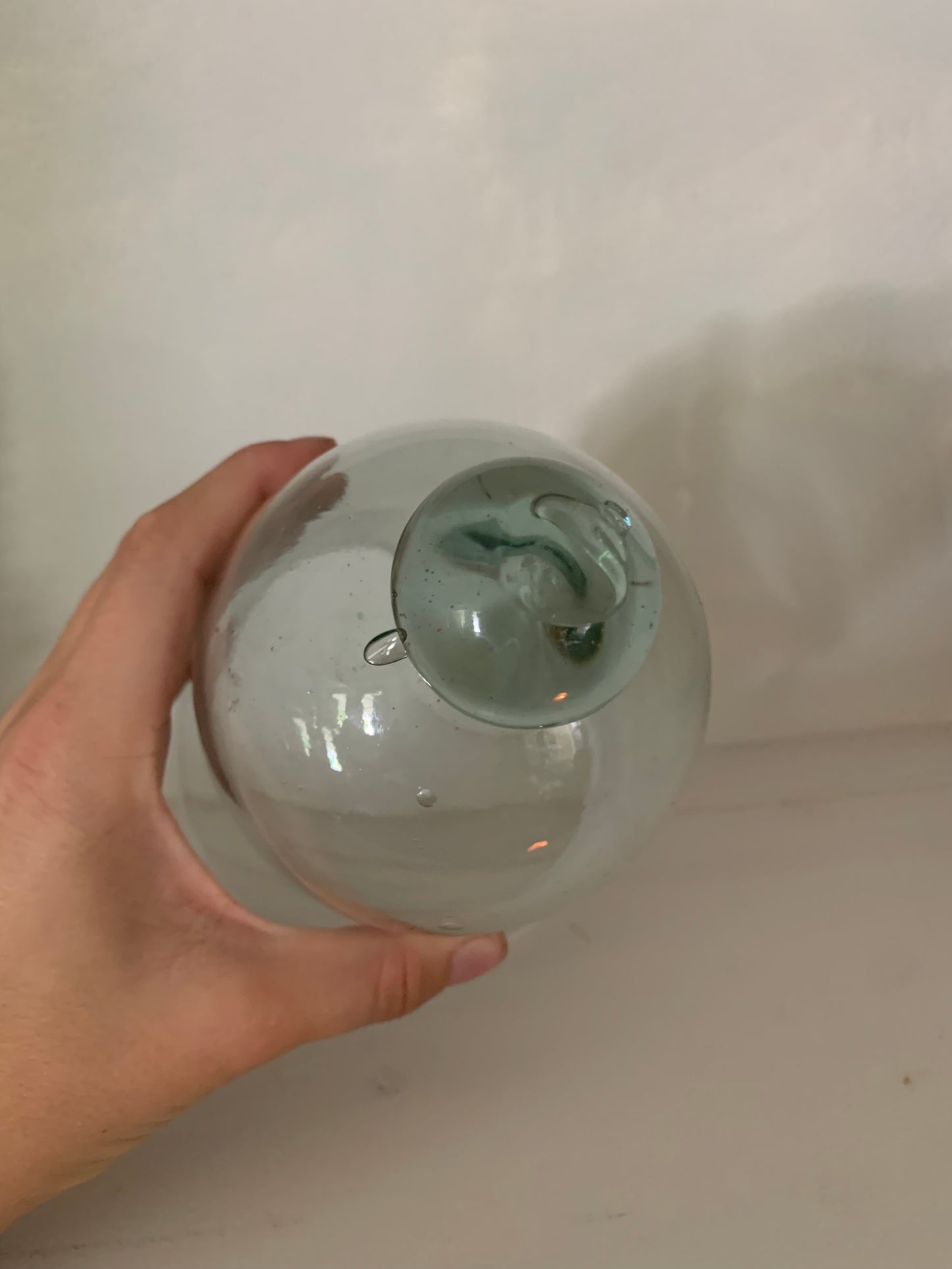 Antique French green blown glass cloche