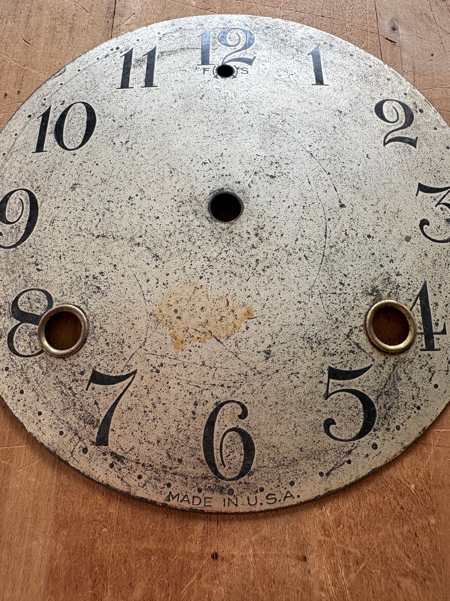 Vintage metal clock face