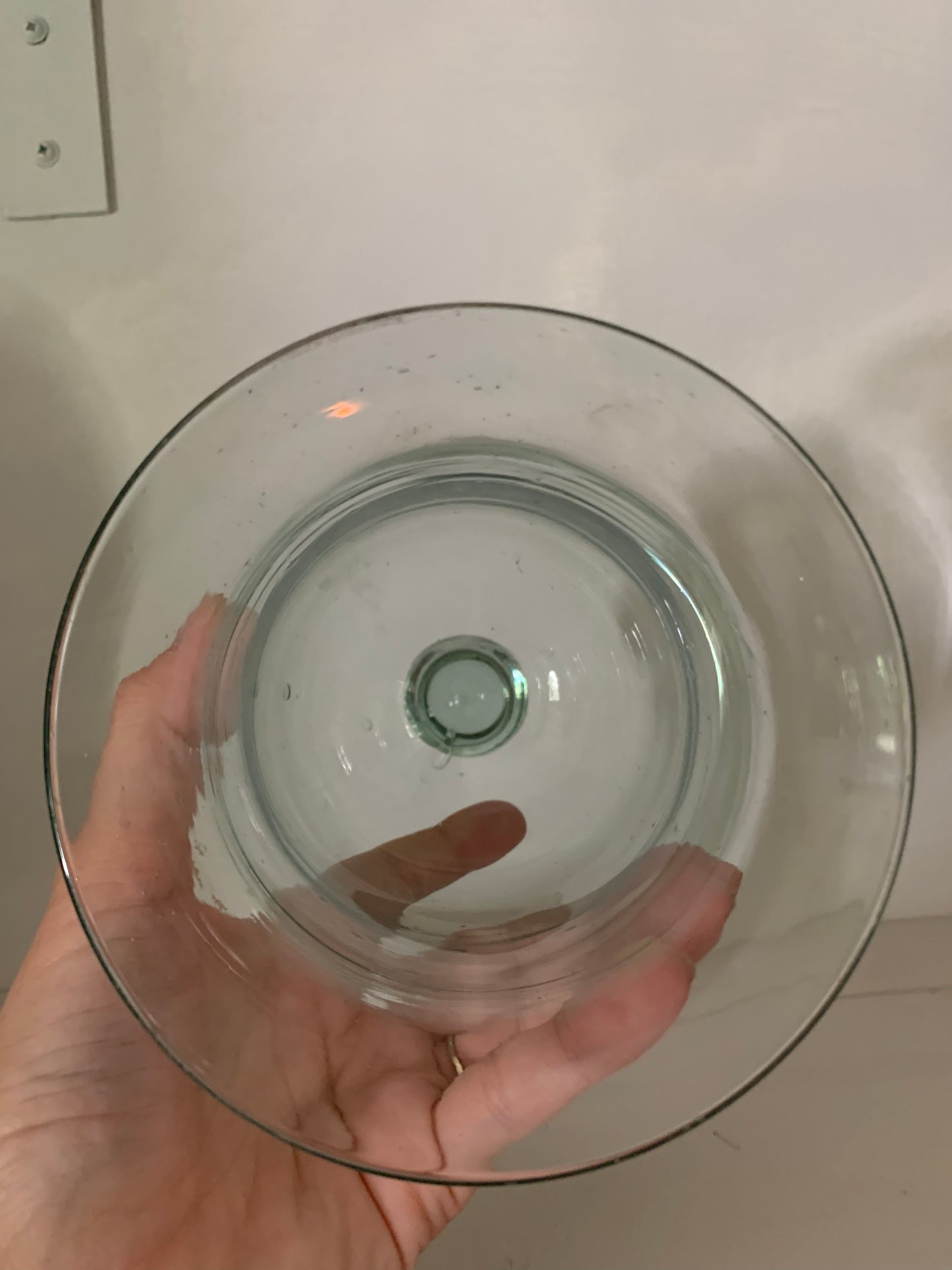 Antique French green blown glass cloche
