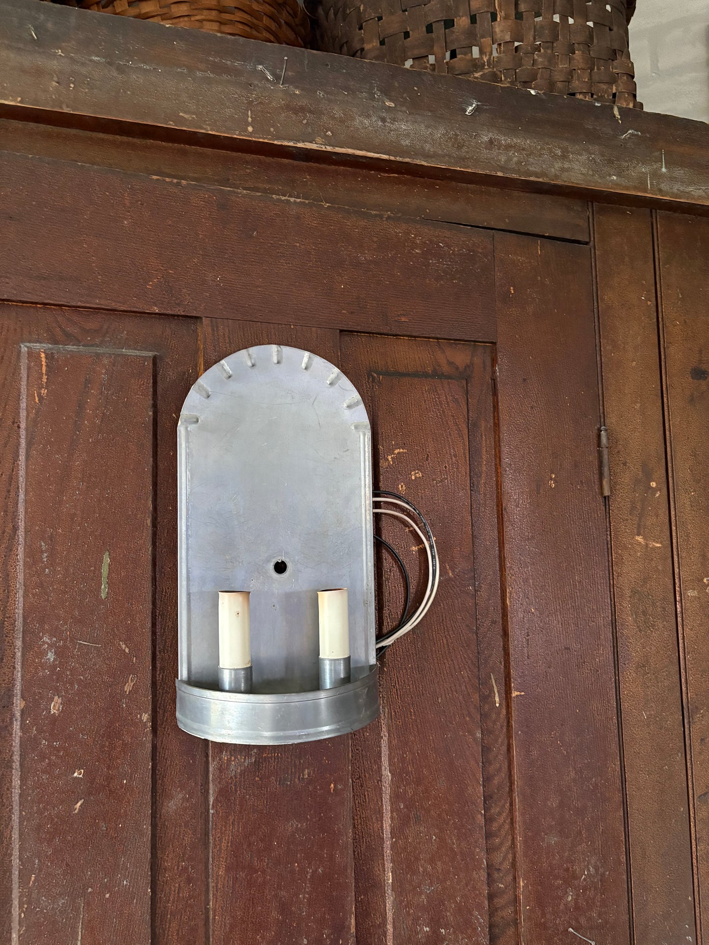 Vintage tin wall sconce | electric