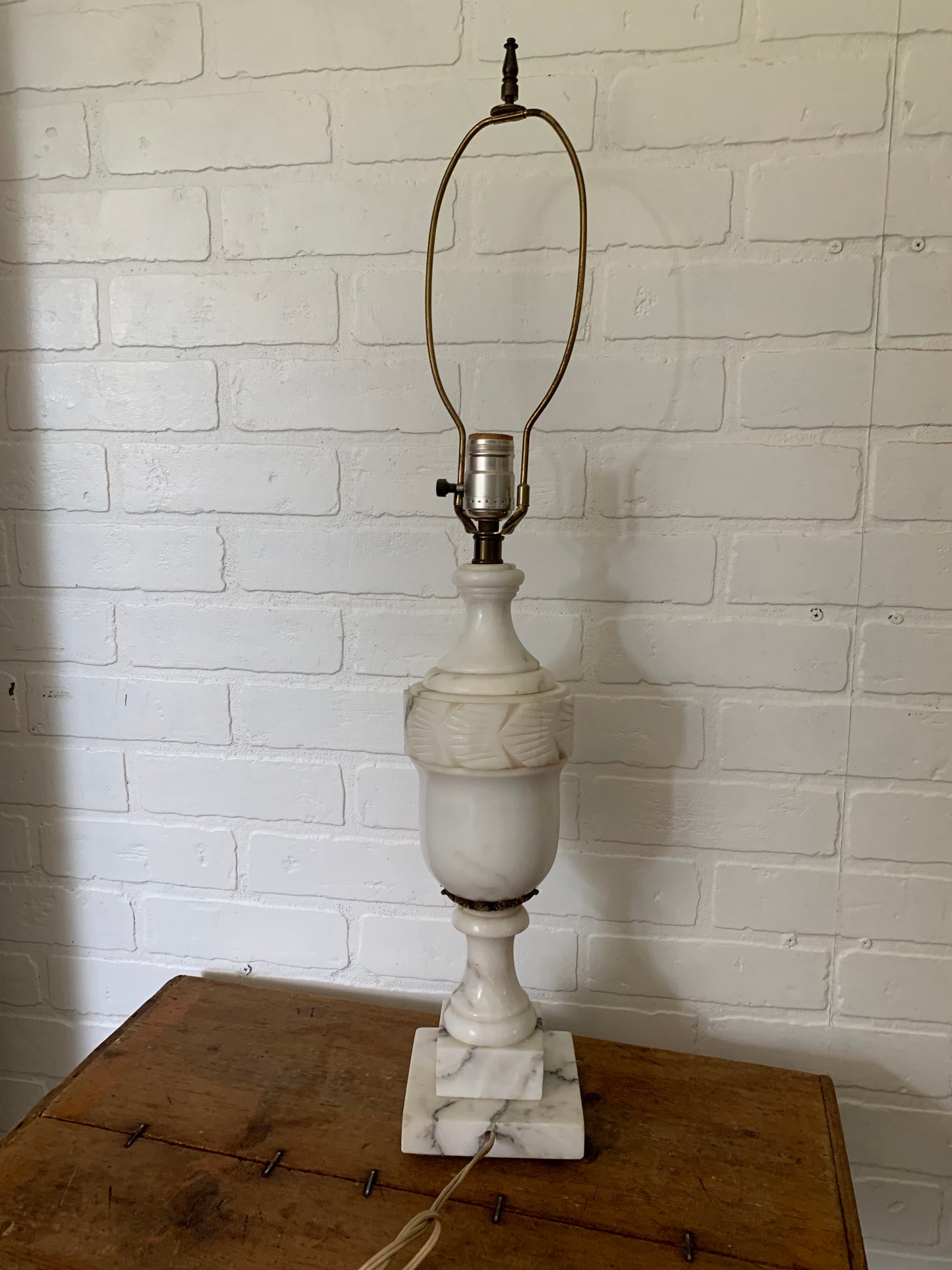 Antique large alabaster lamp