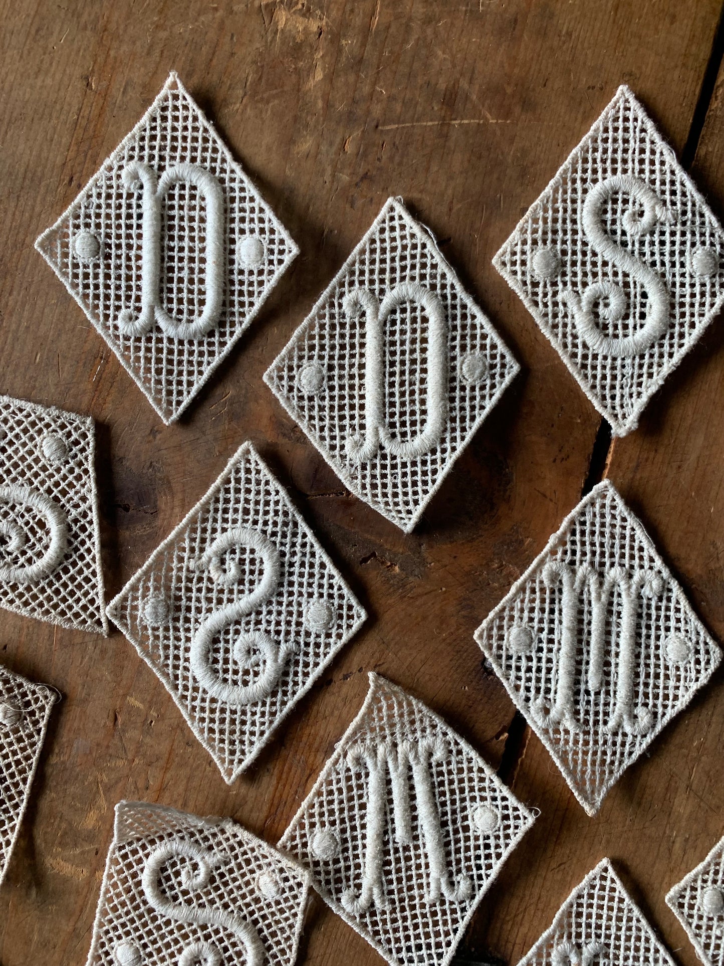 Vintage lace monogram lettering