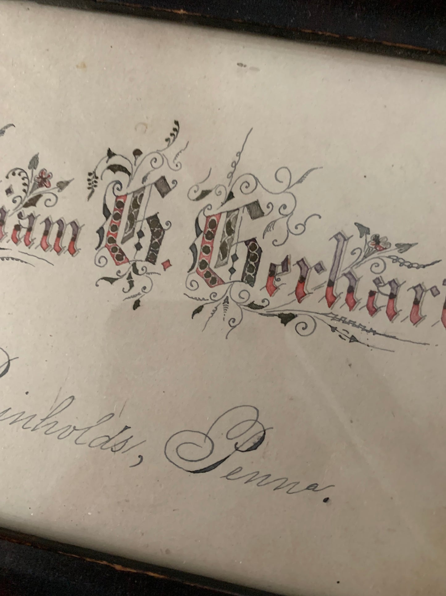 Antique framed penmanship