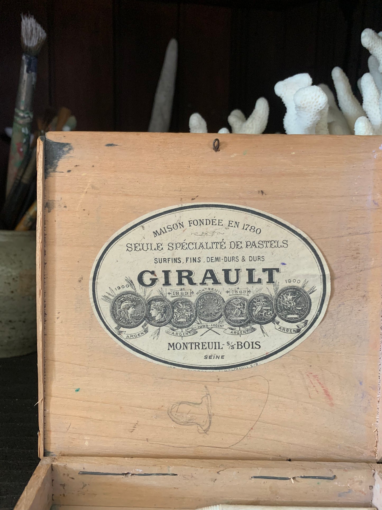 Antique French pastels in box