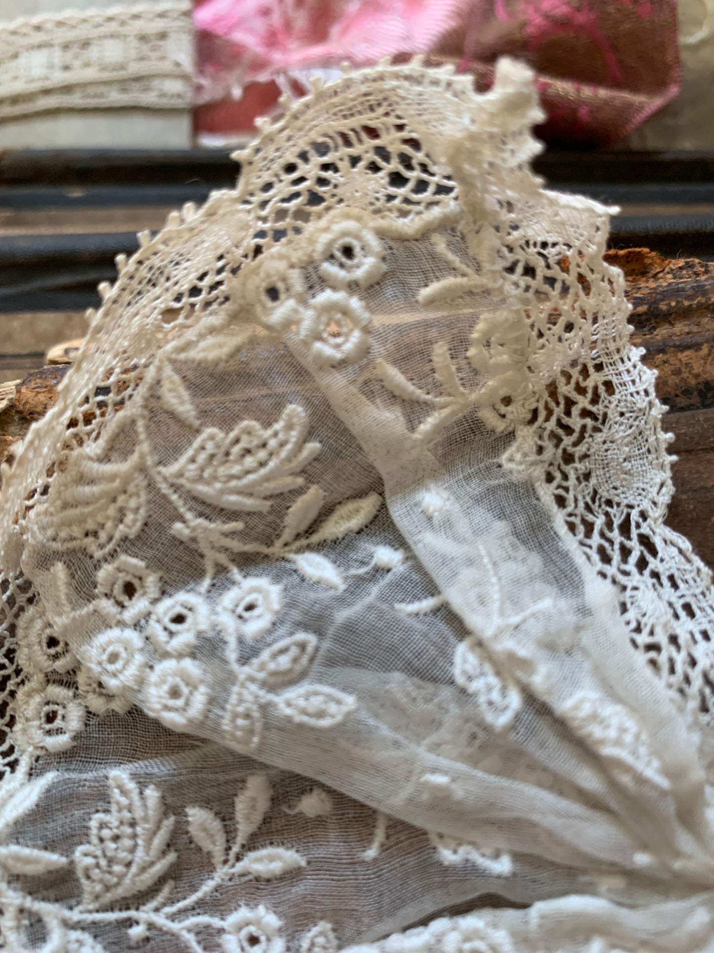 Antique French lace bow