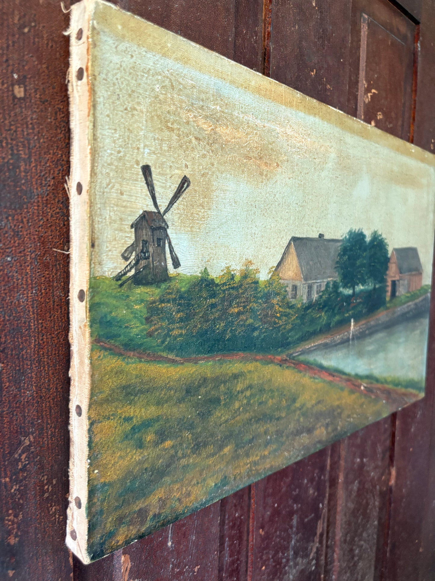 Antique landscape oil painting on canvas