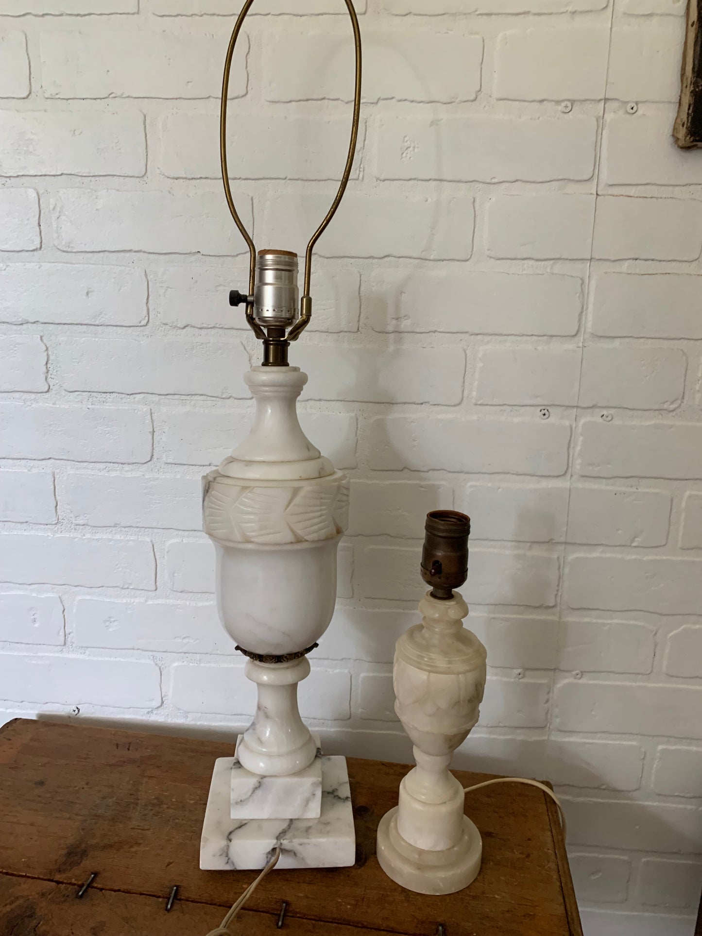 Antique large alabaster lamp
