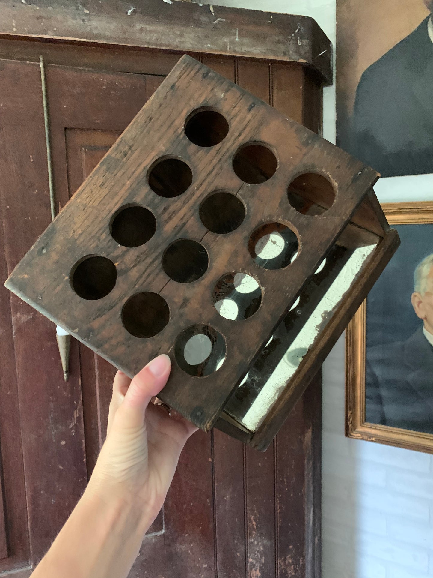 Antique rare egg candling holder | AFFA Primitive