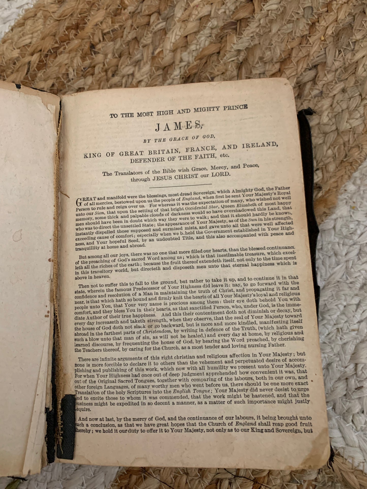 Vintage leather tabbed bible with pressed flower