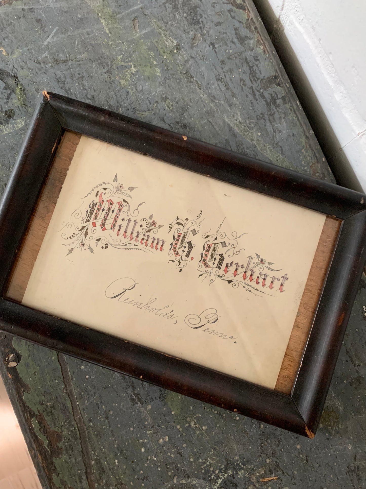 Antique framed penmanship