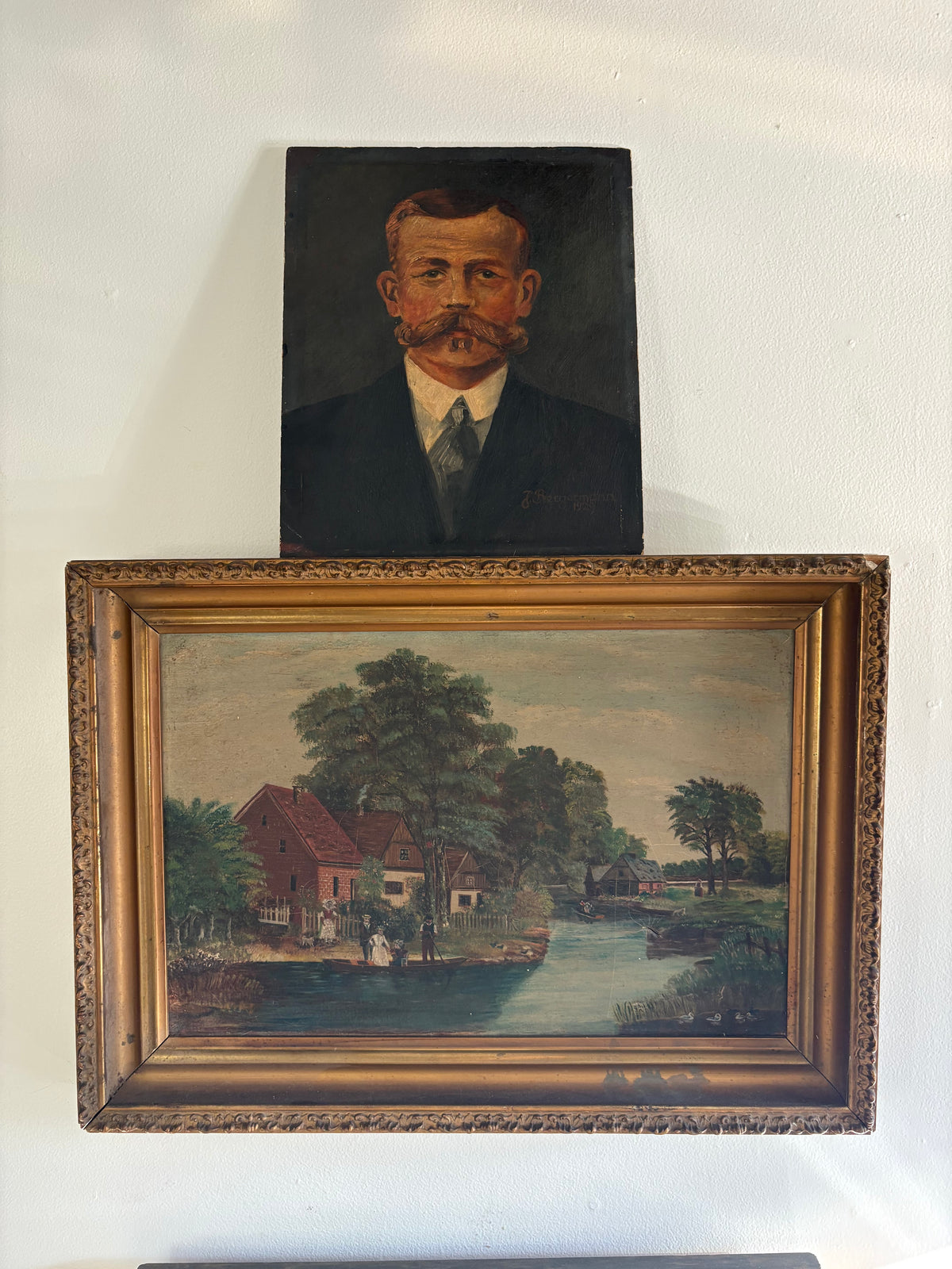 Antique portrait of man on board