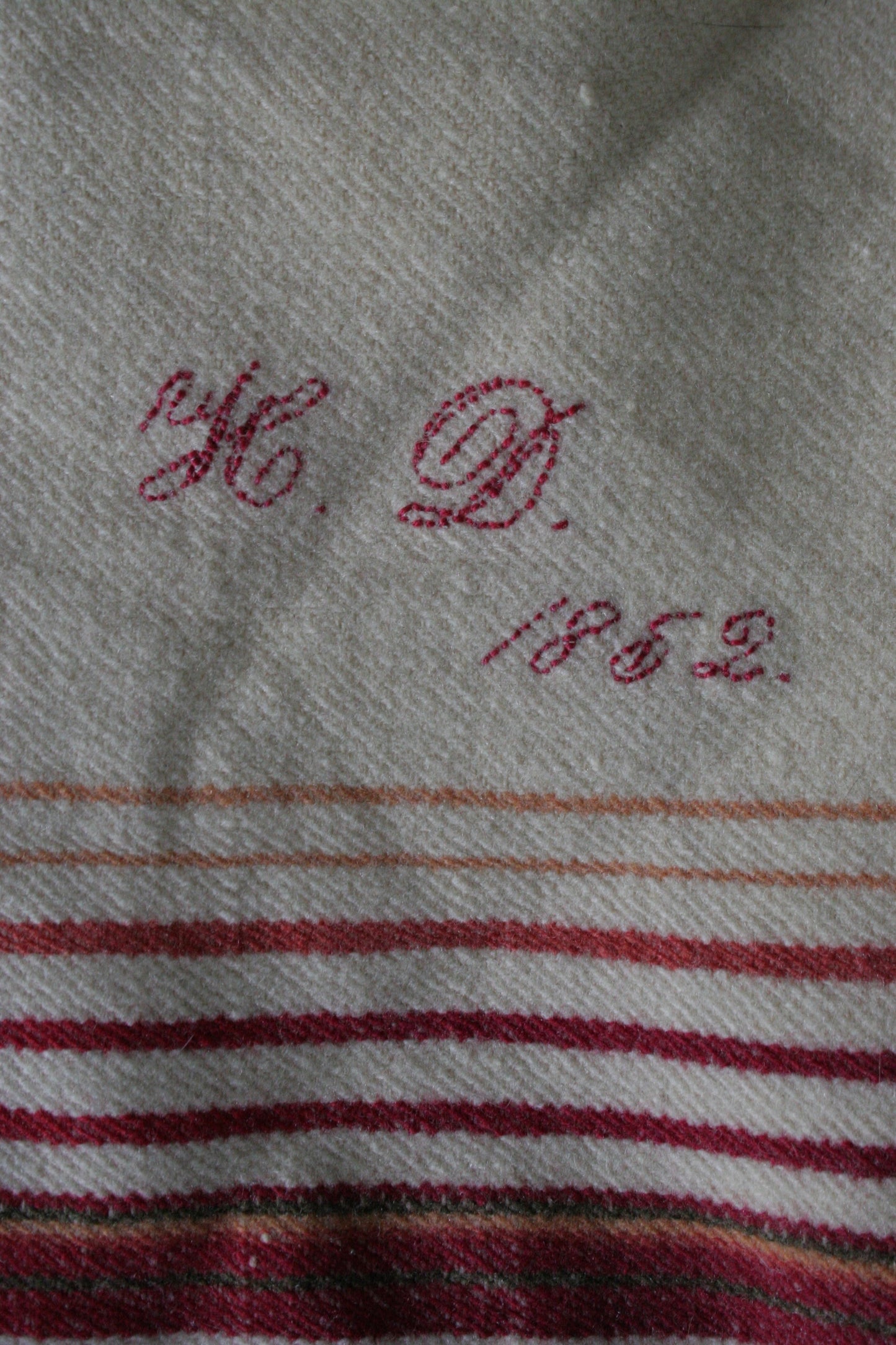 Antique dated 1852 French wool blanket