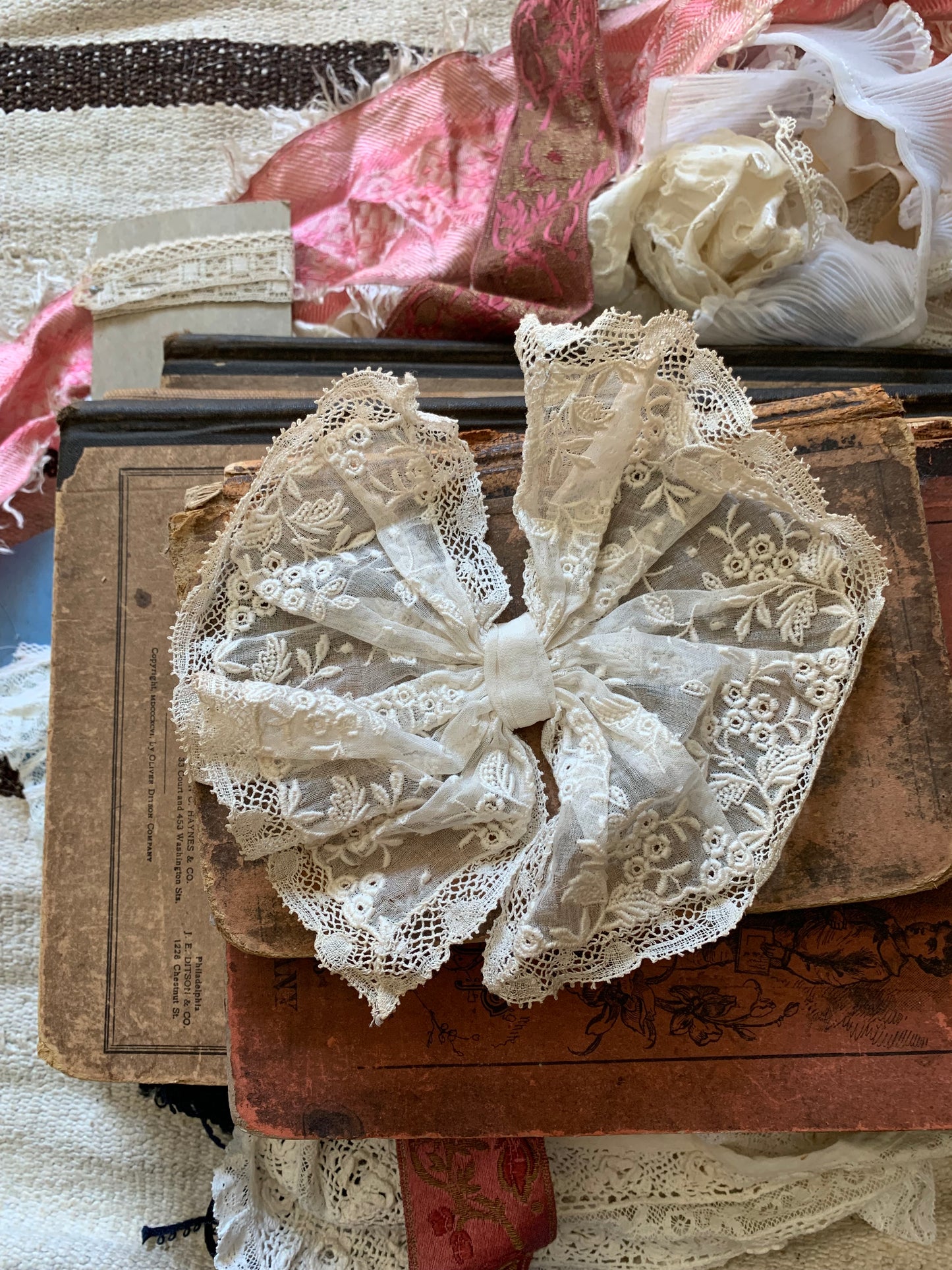 Antique French lace bow