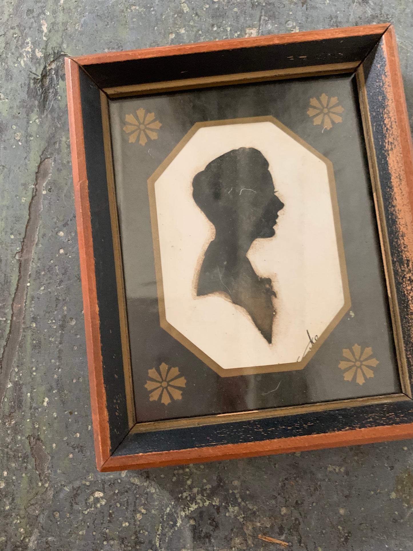 Vintage hand painted silhouette