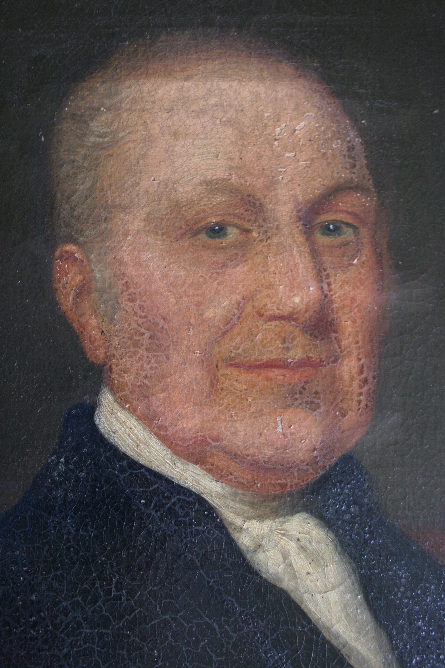 Antique large portrait painting of gentleman on canvas in frame