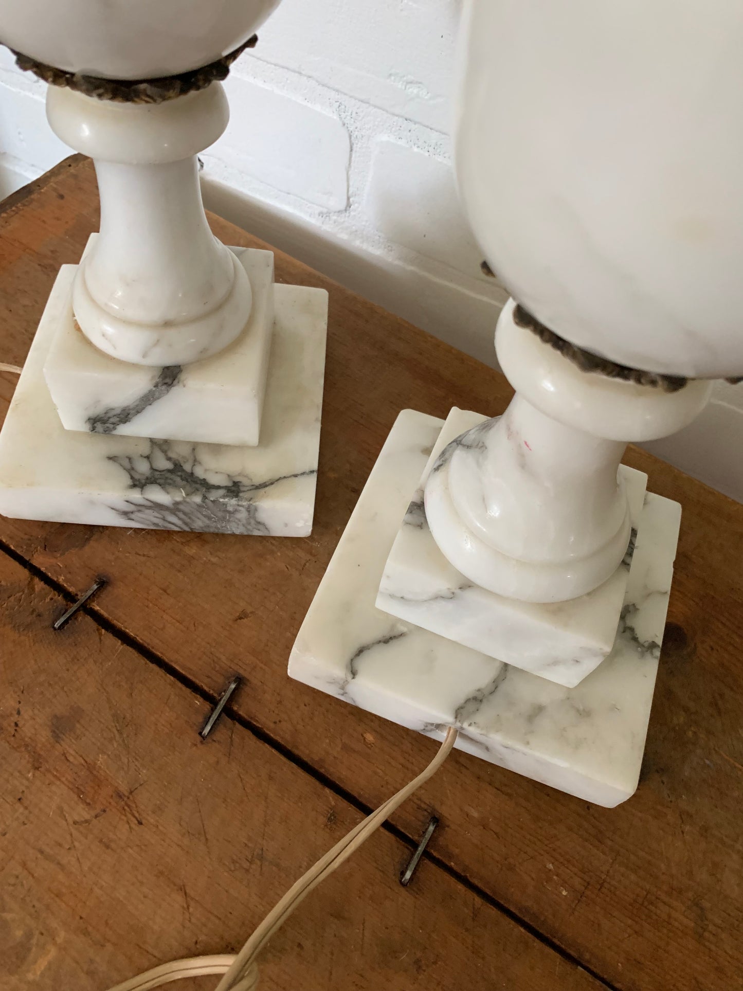 Antique large alabaster lamp